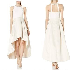 Eliza J Cream and White High-Low Formal Dress Size 4
